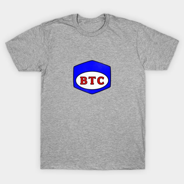 BTC bitcoin old skool mechanics logo T-Shirt by EnvelopeStudio